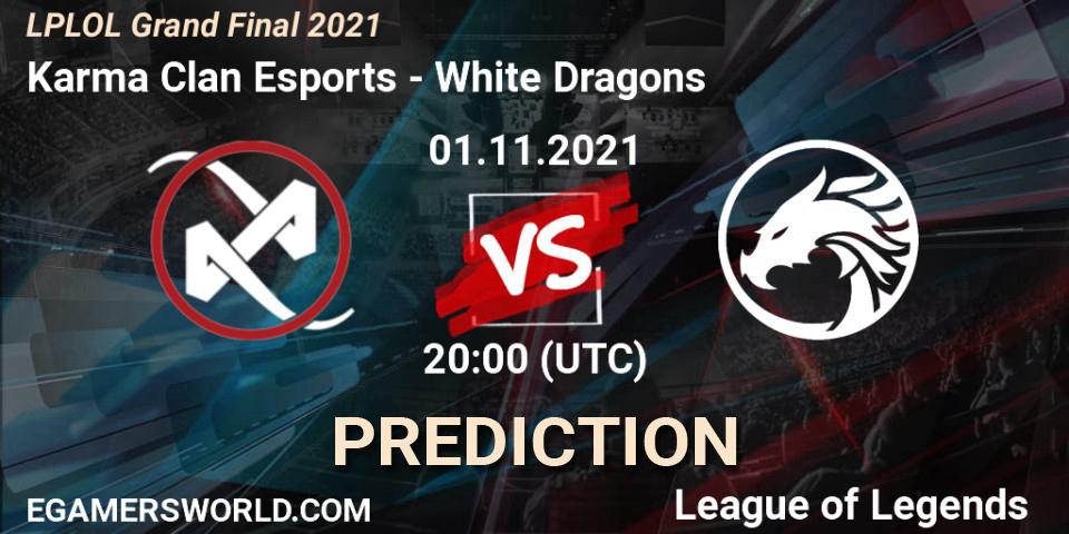 Pronósticos Karma Clan Esports - White Dragons. 01.11.2021 at 20:00. LPLOL Grand Final 2021 - LoL