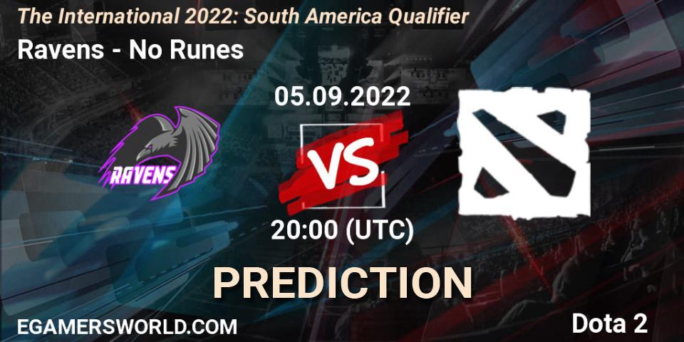 Pronósticos Ravens - No Runes. 05.09.2022 at 19:22. The International 2022: South America Qualifier - Dota 2