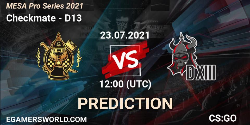 Pronósticos Checkmate - D13. 23.07.2021 at 12:00. MESA Pro Series 2021 - Counter-Strike (CS2)