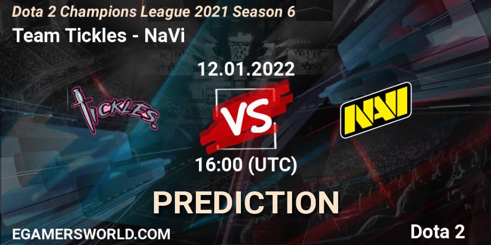 Pronósticos Team Tickles - NaVi. 12.01.2022 at 16:02. Dota 2 Champions League 2021 Season 6 - Dota 2