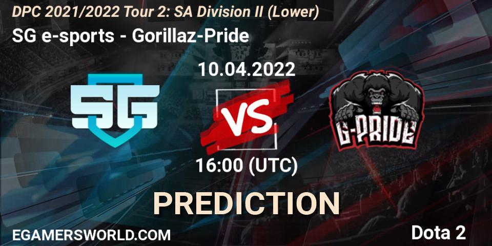 Pronósticos SG e-sports - Gorillaz-Pride. 10.04.22. DPC 2021/2022 Tour 2: SA Division II (Lower) - Dota 2