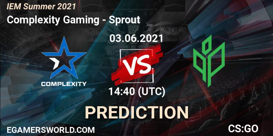 Pronósticos Complexity Gaming - Sprout. 03.06.2021 at 14:45. IEM Summer 2021 - Counter-Strike (CS2)