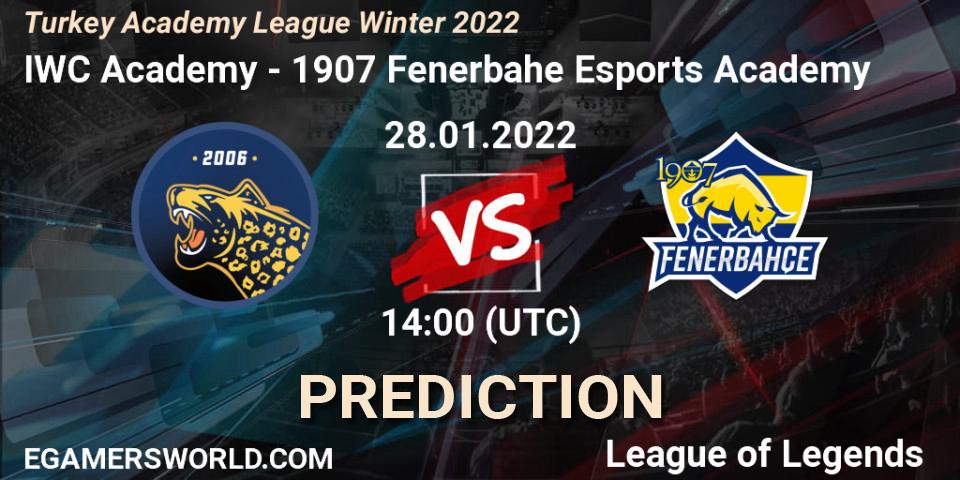 Pronósticos IWC Academy - 1907 Fenerbahçe Esports Academy. 28.01.22. Turkey Academy League Winter 2022 - LoL