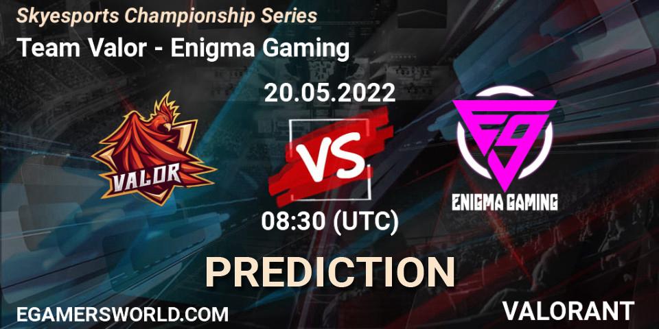 Pronósticos Team Valor - Enigma Gaming. 20.05.2022 at 08:30. Skyesports Championship Series - VALORANT