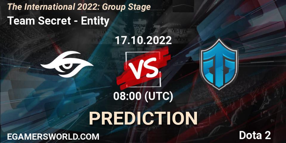 Pronósticos Team Secret - Entity. 17.10.2022 at 11:26. The International 2022: Group Stage - Dota 2