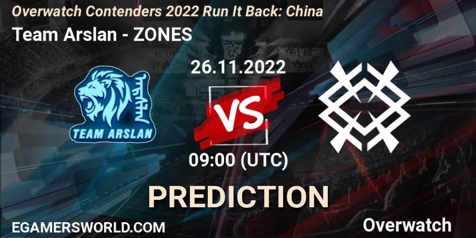 Pronósticos Team Arslan - ZONES. 26.11.22. Overwatch Contenders 2022 Run It Back: China - Overwatch