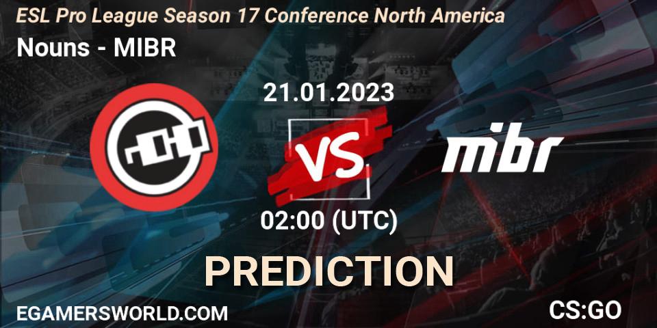 Pronósticos Nouns - MIBR. 21.01.23. ESL Pro League Season 17 Conference North America - CS2 (CS:GO)