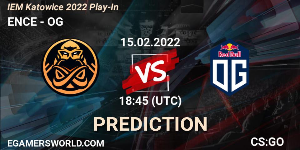 Pronósticos ENCE - OG. 15.02.2022 at 18:45. IEM Katowice 2022 Play-In - Counter-Strike (CS2)