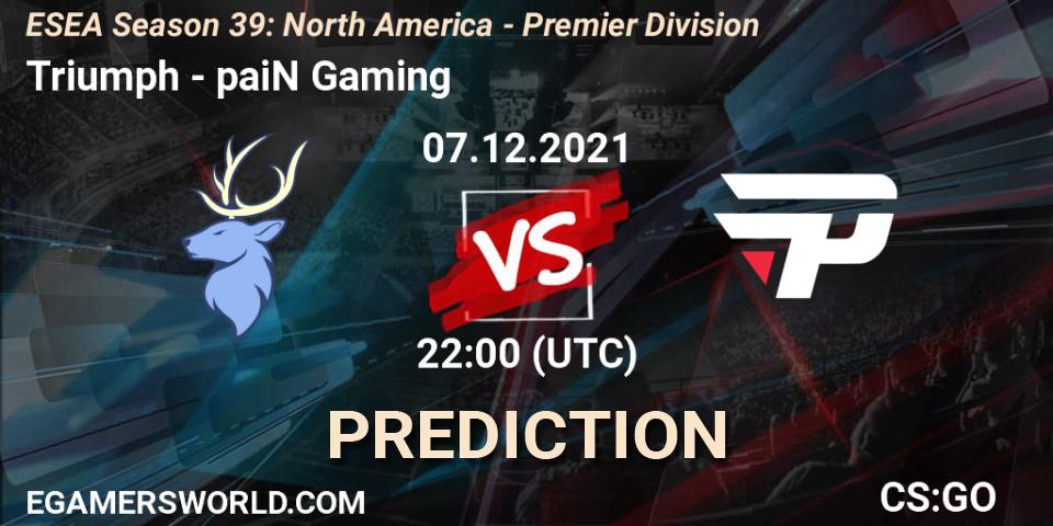 Pronósticos Triumph - paiN Gaming. 07.12.21. ESEA Season 39: North America - Premier Division - CS2 (CS:GO)