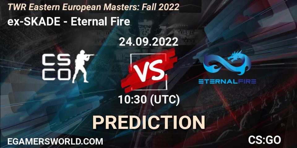 Pronósticos ex-SKADE - Eternal Fire. 24.09.2022 at 10:30. TWR Eastern European Masters: Fall 2022 - Counter-Strike (CS2)