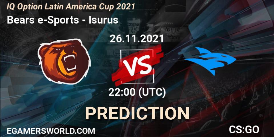 Pronósticos Bears e-Sports - Isurus. 26.11.2021 at 22:00. IQ Option Latin America Cup 2021 - Counter-Strike (CS2)