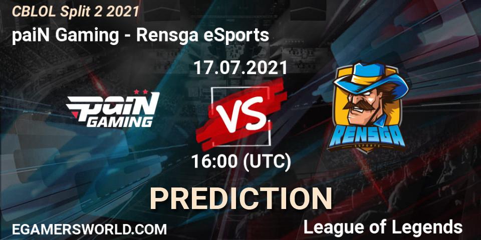 Pronósticos paiN Gaming - Rensga eSports. 17.07.2021 at 16:00. CBLOL Split 2 2021 - LoL