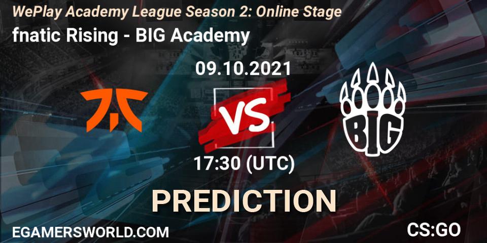 Pronósticos fnatic Rising - BIG Academy. 09.10.2021 at 17:30. WePlay Academy League Season 2: Online Stage - Counter-Strike (CS2)
