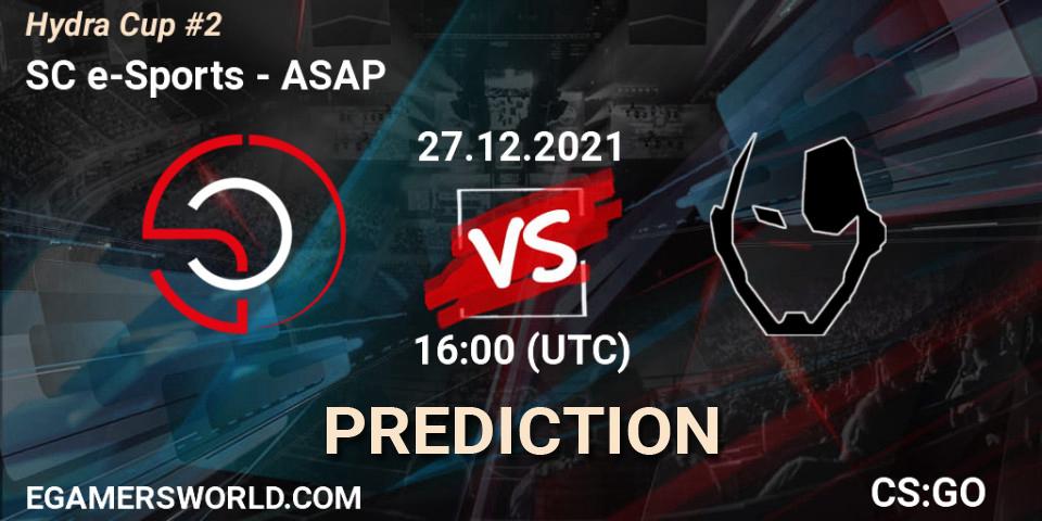 Pronósticos SC e-Sports - ASAP. 27.12.2021 at 16:00. Hydra Cup #2 - Counter-Strike (CS2)