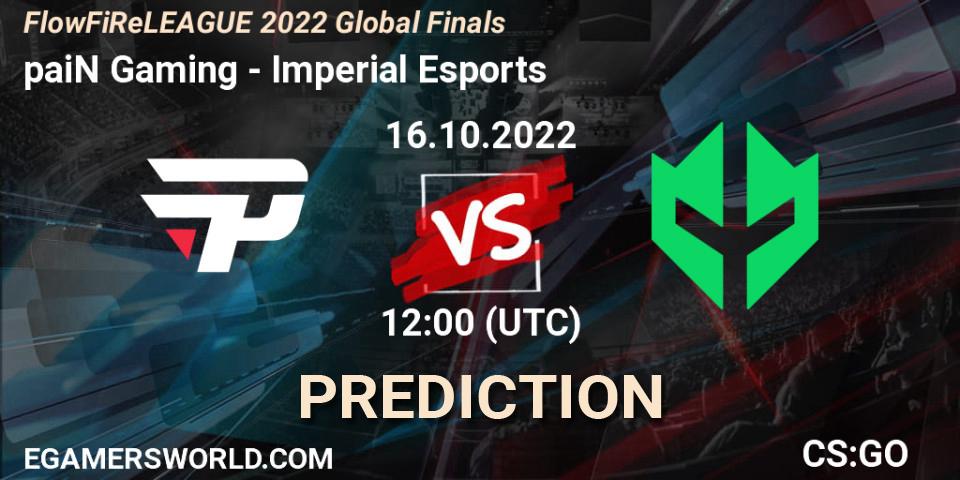 Pronósticos paiN Gaming - Imperial Esports. 16.10.2022 at 12:00. FlowFiReLEAGUE 2022 Global Finals - Counter-Strike (CS2)