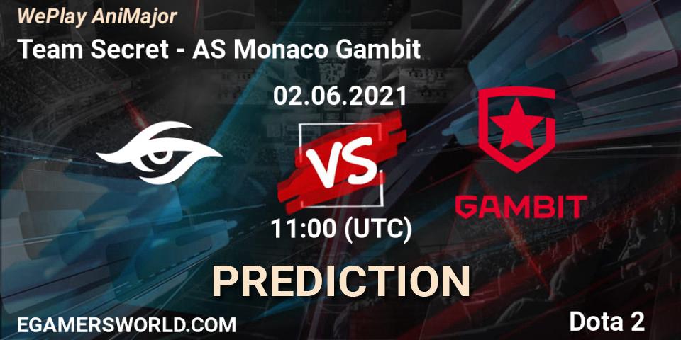 Pronósticos Team Secret - AS Monaco Gambit. 02.06.21. WePlay AniMajor 2021 - Dota 2