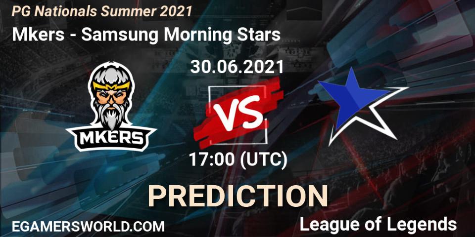 Pronósticos Mkers - Samsung Morning Stars. 30.06.2021 at 17:00. PG Nationals Summer 2021 - LoL