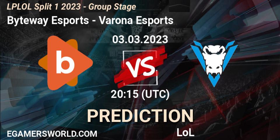 Pronósticos Byteway Esports - Varona Esports. 03.02.2023 at 20:15. LPLOL Split 1 2023 - Group Stage - LoL