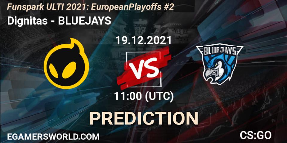 Pronósticos Dignitas - BLUEJAYS. 19.12.2021 at 11:00. Funspark ULTI 2021: European Playoffs #2 - Counter-Strike (CS2)