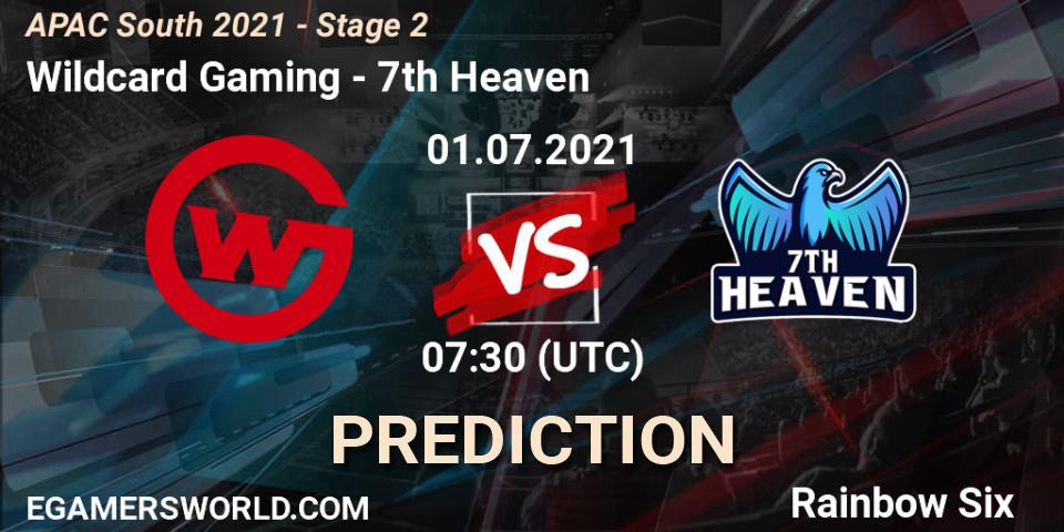 Pronósticos Wildcard Gaming - 7th Heaven. 01.07.2021 at 07:30. APAC South 2021 - Stage 2 - Rainbow Six