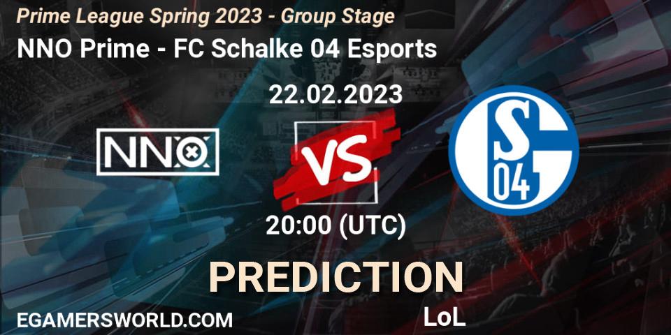 Pronósticos NNO Prime - FC Schalke 04 Esports. 22.02.23. Prime League Spring 2023 - Group Stage - LoL