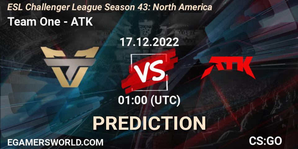 Pronósticos Team One - ATK. 17.12.22. ESL Challenger League Season 43: North America - CS2 (CS:GO)