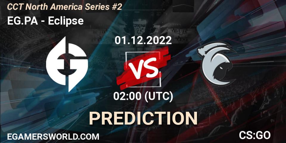Pronósticos EG.PA - Eclipse. 01.12.2022 at 02:00. CCT North America Series #2 - Counter-Strike (CS2)