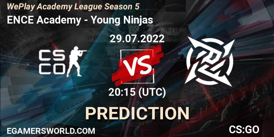 Pronósticos ENCE Academy - Young Ninjas. 29.07.2022 at 17:30. WePlay Academy League Season 5 - Counter-Strike (CS2)