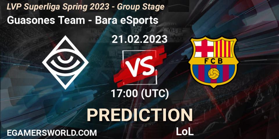 Pronósticos Guasones Team - Barça eSports. 21.02.2023 at 19:00. LVP Superliga Spring 2023 - Group Stage - LoL