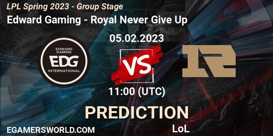 Pronósticos Edward Gaming - Royal Never Give Up. 05.02.23. LPL Spring 2023 - Group Stage - LoL