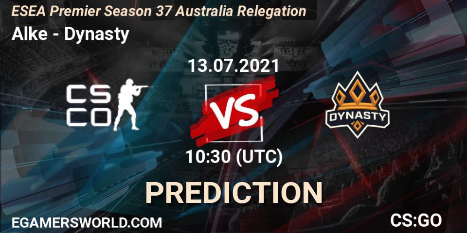 Pronósticos Alke - Dynasty. 13.07.2021 at 11:00. ESEA Premier Season 37 Australia Relegation - Counter-Strike (CS2)