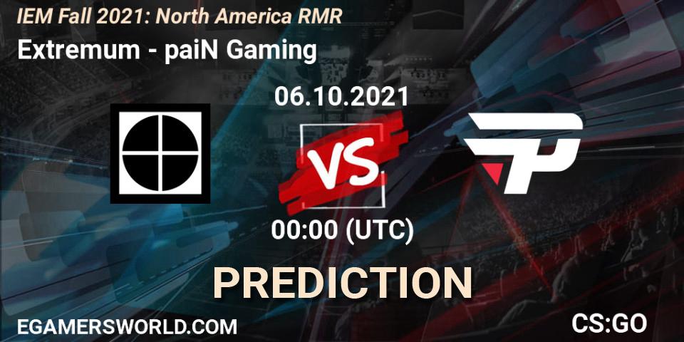 Pronósticos Extremum - paiN Gaming. 06.10.21. IEM Fall 2021: North America RMR - CS2 (CS:GO)