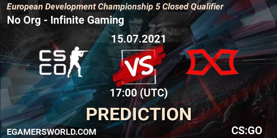Pronósticos No Org - Infinite Gaming. 15.07.2021 at 17:00. European Development Championship 5 Closed Qualifier - Counter-Strike (CS2)