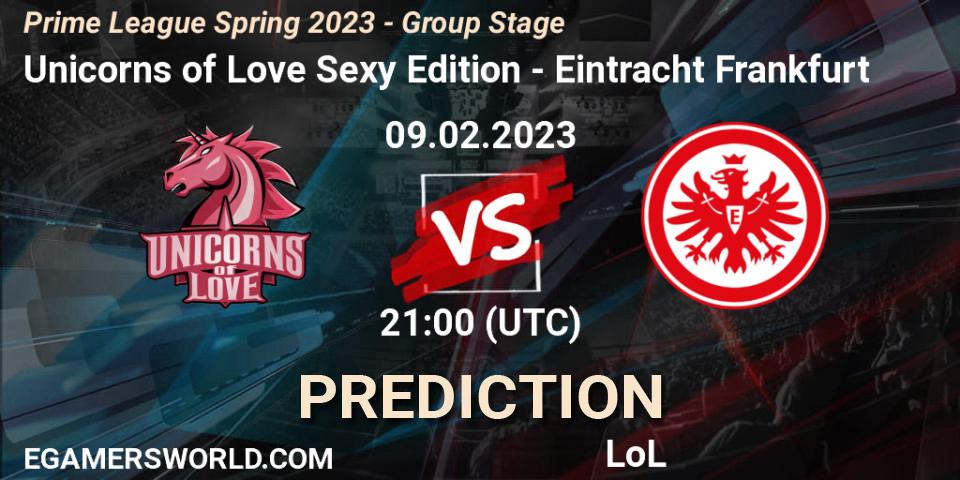 Pronósticos Unicorns of Love Sexy Edition - Eintracht Frankfurt. 09.02.23. Prime League Spring 2023 - Group Stage - LoL