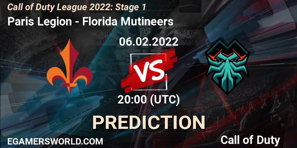 Pronósticos Paris Legion - Florida Mutineers. 06.02.22. Call of Duty League 2022: Stage 1 - Call of Duty