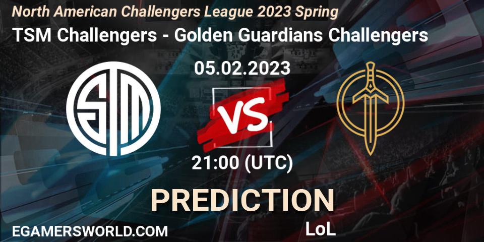 Pronósticos TSM Challengers - Golden Guardians Challengers. 05.02.23. NACL 2023 Spring - Group Stage - LoL