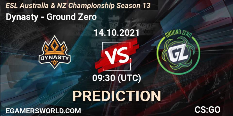 Pronósticos Dynasty - Ground Zero. 14.10.21. ESL Australia & NZ Championship Season 13 - CS2 (CS:GO)