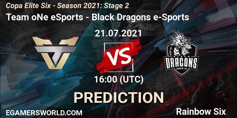 Pronósticos Team oNe eSports - Black Dragons e-Sports. 21.07.21. Copa Elite Six - Season 2021: Stage 2 - Rainbow Six