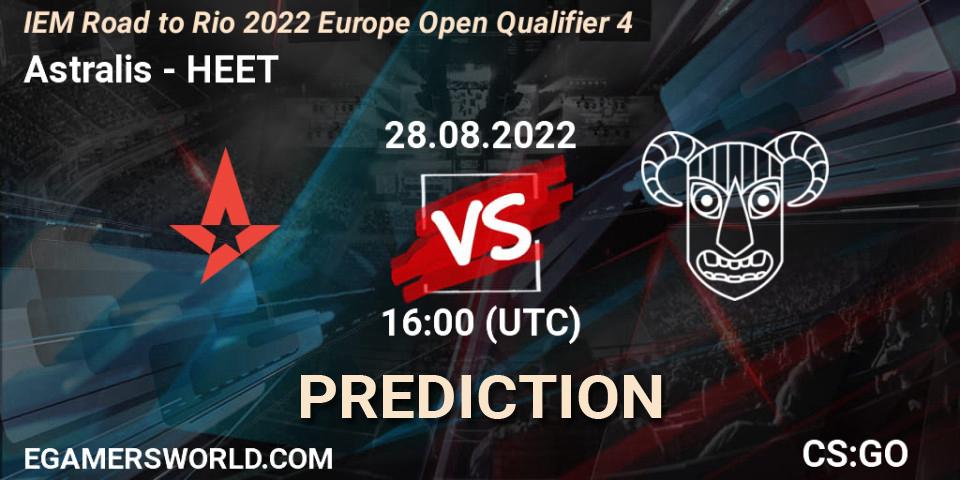 Pronósticos Astralis - HEET. 28.08.2022 at 16:00. IEM Road to Rio 2022 Europe Open Qualifier 4 - Counter-Strike (CS2)