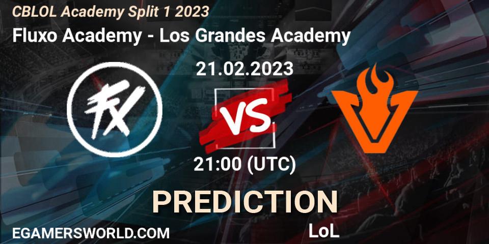 Pronósticos Fluxo Academy - Los Grandes Academy. 21.02.2023 at 21:00. CBLOL Academy Split 1 2023 - LoL