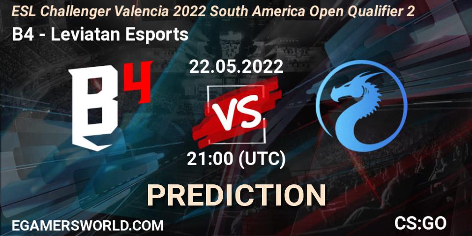 Pronósticos B4 - Leviatan Esports. 22.05.2022 at 21:00. ESL Challenger Valencia 2022 South America Open Qualifier 2 - Counter-Strike (CS2)