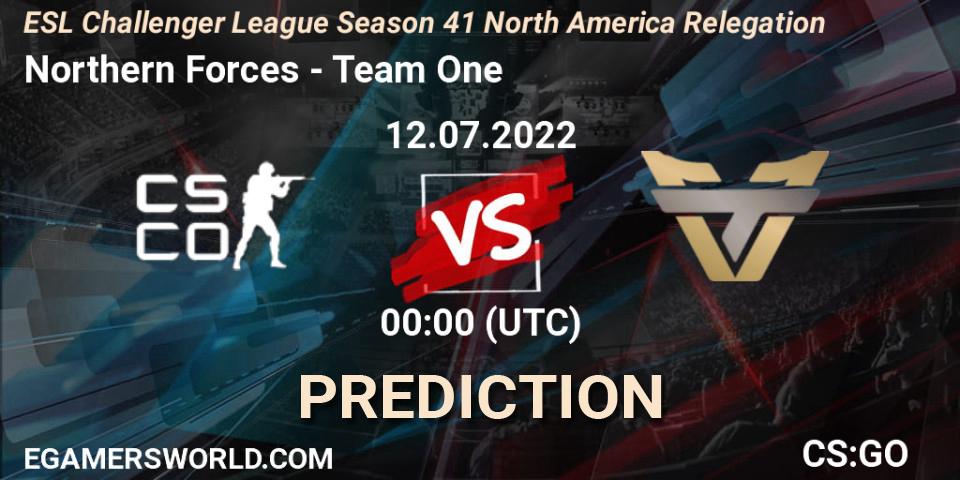 Pronósticos Northern Forces - Team One. 12.07.2022 at 00:00. ESL Challenger League Season 41 North America Relegation - Counter-Strike (CS2)