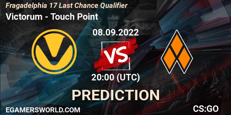 Pronósticos Victorum - Touch Point. 08.09.2022 at 21:00. Fragadelphia 17 Last Chance Qualifier - Counter-Strike (CS2)