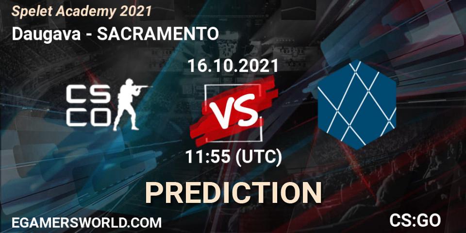 Pronósticos Daugava - SACRAMENTO. 16.10.2021 at 11:55. Spelet Academy 2021 - Counter-Strike (CS2)