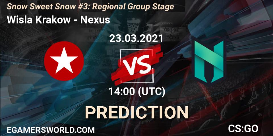 Pronósticos Wisla Krakow - Nexus. 23.03.2021 at 14:00. Snow Sweet Snow #3: Regional Group Stage - Counter-Strike (CS2)