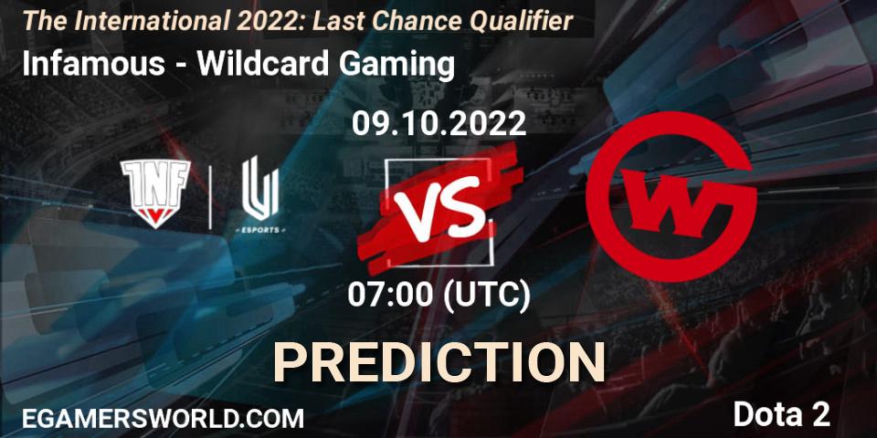 Pronósticos Infamous - Wildcard Gaming. 09.10.22. The International 2022: Last Chance Qualifier - Dota 2