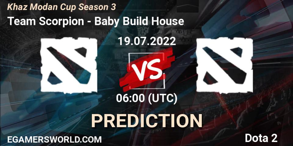Pronósticos Team Scorpion - Baby Build House. 19.07.2022 at 05:57. Khaz Modan Cup Season 3 - Dota 2