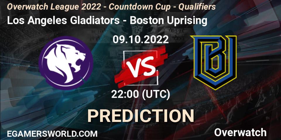 Pronósticos Los Angeles Gladiators - Boston Uprising. 09.10.22. Overwatch League 2022 - Countdown Cup - Qualifiers - Overwatch