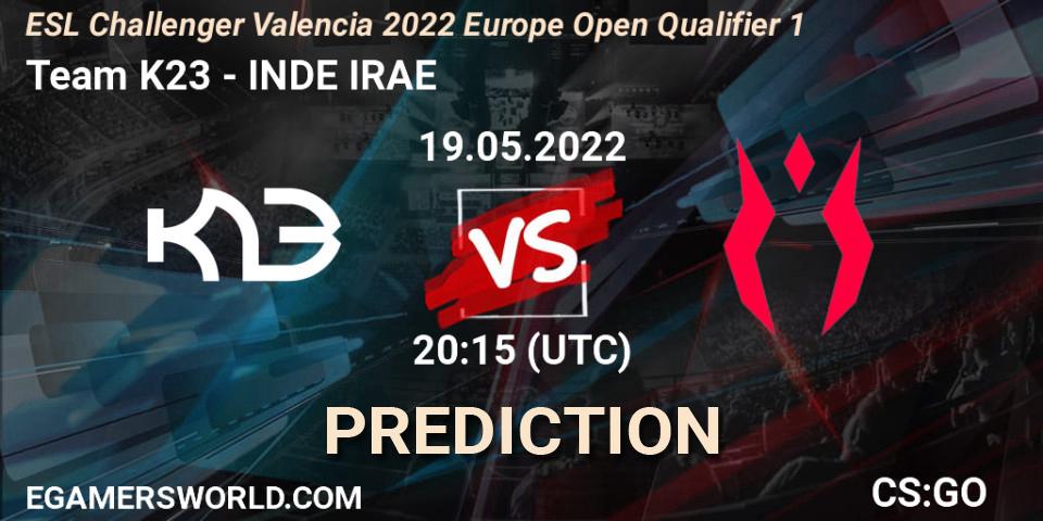 Pronósticos Team K23 - INDE IRAE. 19.05.2022 at 20:15. ESL Challenger Valencia 2022 Europe Open Qualifier 1 - Counter-Strike (CS2)