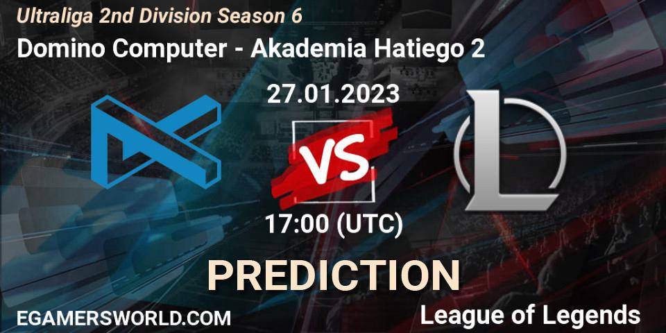 Pronósticos Domino Computer - Akademia Hatiego 2. 27.01.2023 at 17:00. Ultraliga 2nd Division Season 6 - LoL